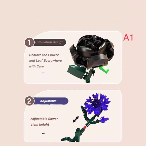 1pcs Lego Creative Building Blocks Flower Bricks Plant Gift Constructor Rose - Picture 2 of 14